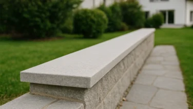 Gartenmauer mit Naturstein-Mauerabdeckung als sauberer Abschluss im Schweizer Garten