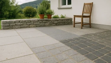 Verschiedene Natursteinoberflächen für Terrasse und Garten im Vergleich