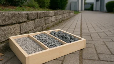 Lose Naturstein-Gesteinskörnungen aus Kies, Splitt und Schotter für den Einsatz im Objektbereich