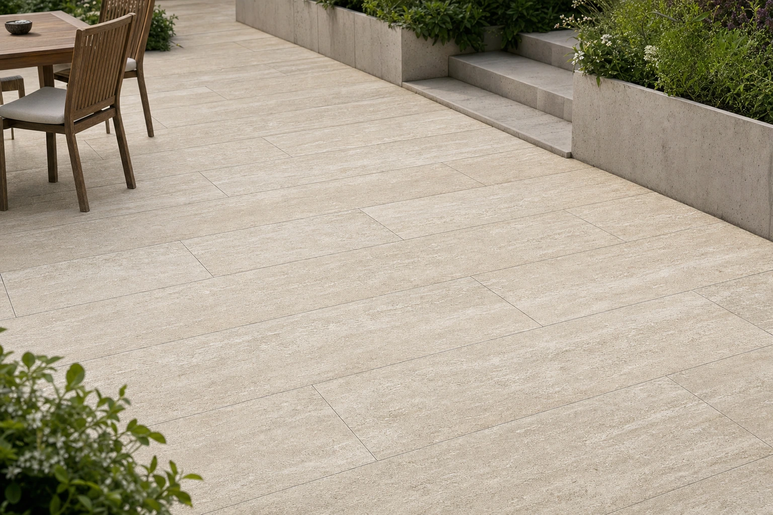 Moodbild von Bodenplatten Cervino Beige