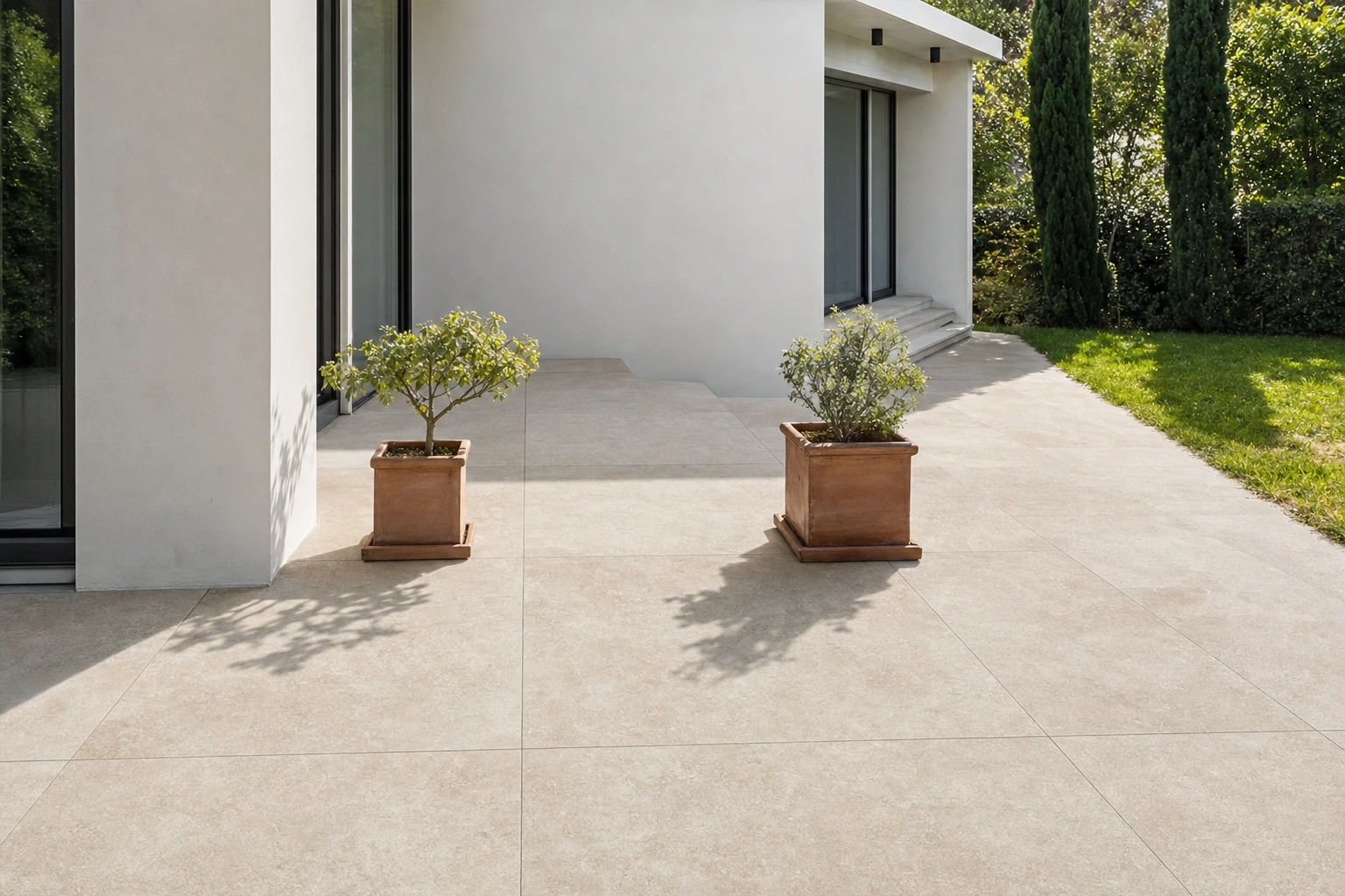 Moodbild von Bodenplatten FSZ Fabula20 Travertino Cross Beige
