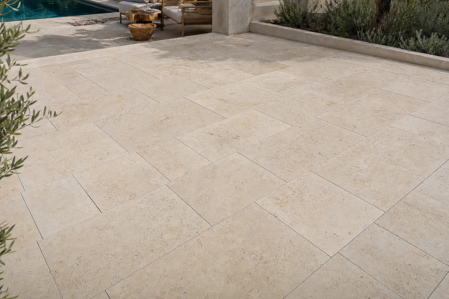 Moodbild von Bodenplatten Travertin Crema Classic