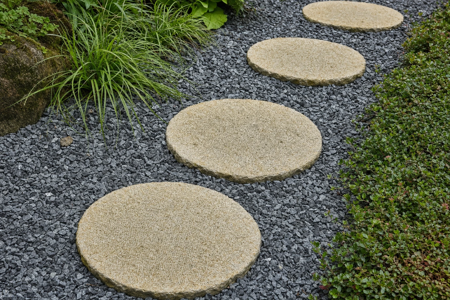 Moodbild von Trittplatten Julia Giallo rund